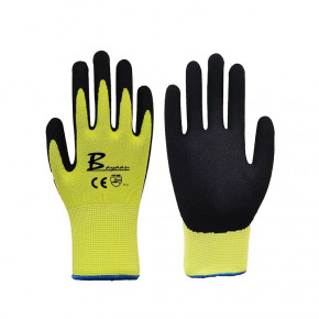 Polyester Lime Nitrile with sandy finish glove M