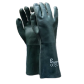 PVC Green Double Dipped Jersey Liner 27cm Cuff Gloves 