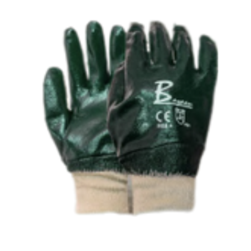 PVC Green Double Dipped Jersey Liner knit Wrist Gloves 