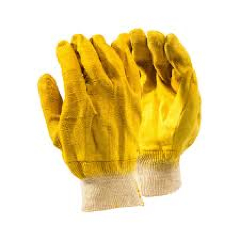 Yellow Comarex Fully Dipped Canvas Cuff Gloves 
