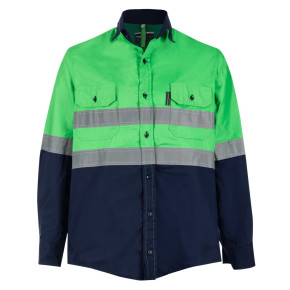 GREEN/NAVY 100% 2TONE MINING SHIRT L