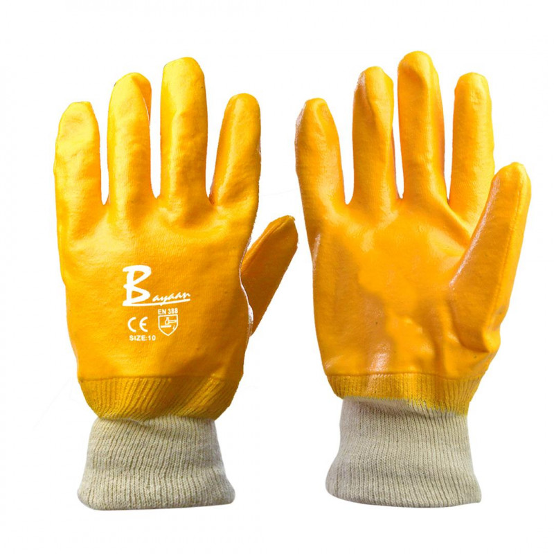 Bayaan Yellow Nitrile Knit Wrist glove size10