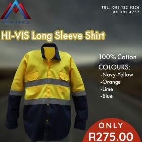 HI-VIS Long Sleeve Shirt 100% Cotton 