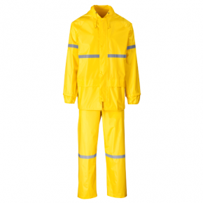 Bayaan Yellow Rubberised Rain Suit with Reflective Tape